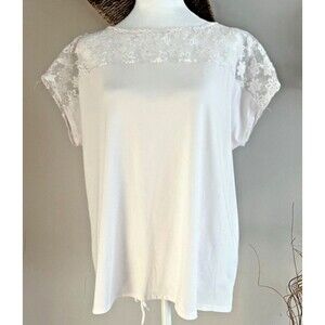 Ruby Rd Large Women's White Lace Knit Casual Top
